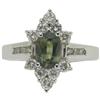 Green Sapphire, Diamond, White Gold Ring