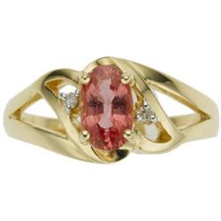 Pink-Orange Sapphire, Diamond, Gold Ring