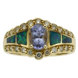 Tanzanite, Diamond, Opal, Gold Ring
