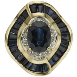 Sapphire, Diamond, Gold Ballerina Ring