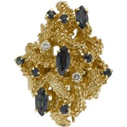 Sapphire, Diamond, Gold Ring