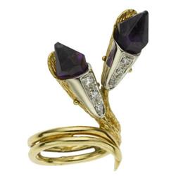 Amethyst, Diamond, Gold Ring