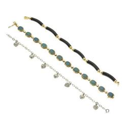 Opal Doublet, Green Stone, Gold Bracelets