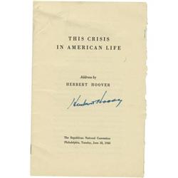 Herbert Hoover Signed Address