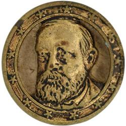 Benjamin Harrison Portrait on Brass Button Stud.