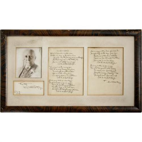 James Whitcomb Riley Signed James Whitcomb Riley Signature On a Card