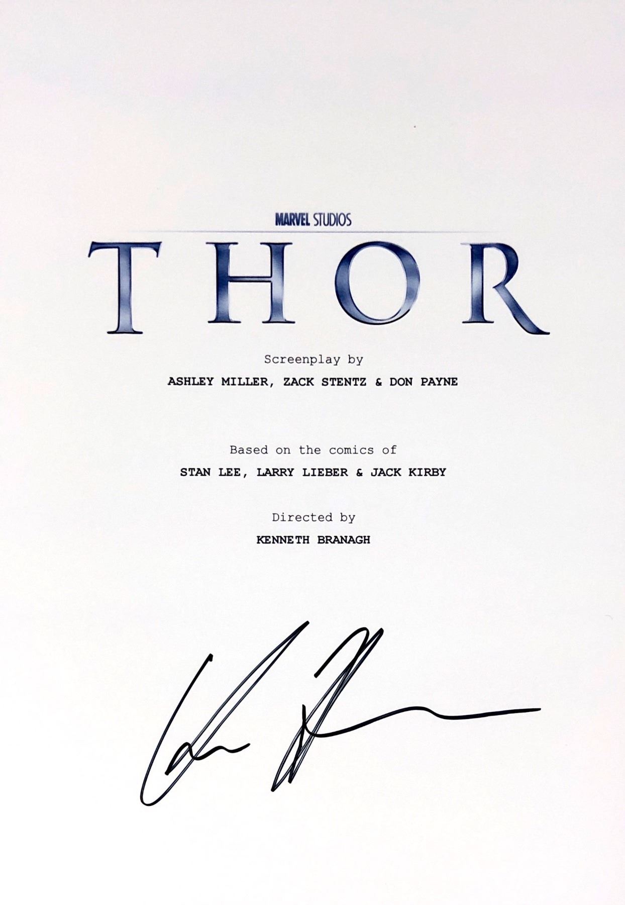 Thor Cursive Chris Hemsworth Autograph Signed Thor Script Cover