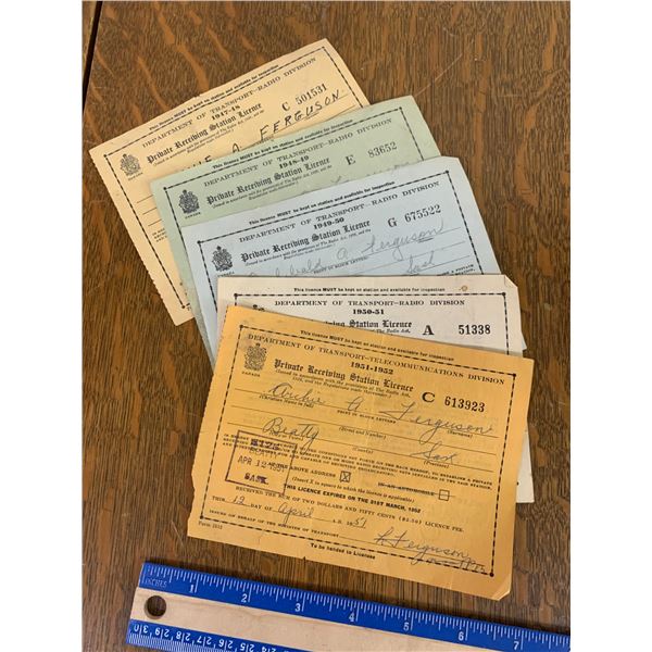 1940s 50s PRIVATE RADIO RECEIVING LICENCES