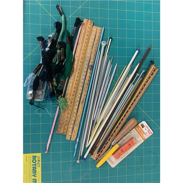 LOT OF KNITTING CROCHET NEEDLES ETC