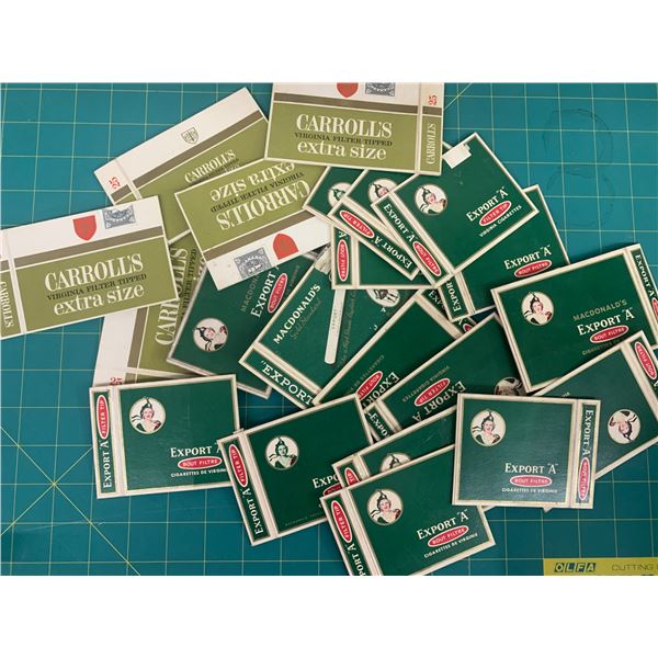 LOT OF VINTAGE CIGARETTE PACK SLEEVES
