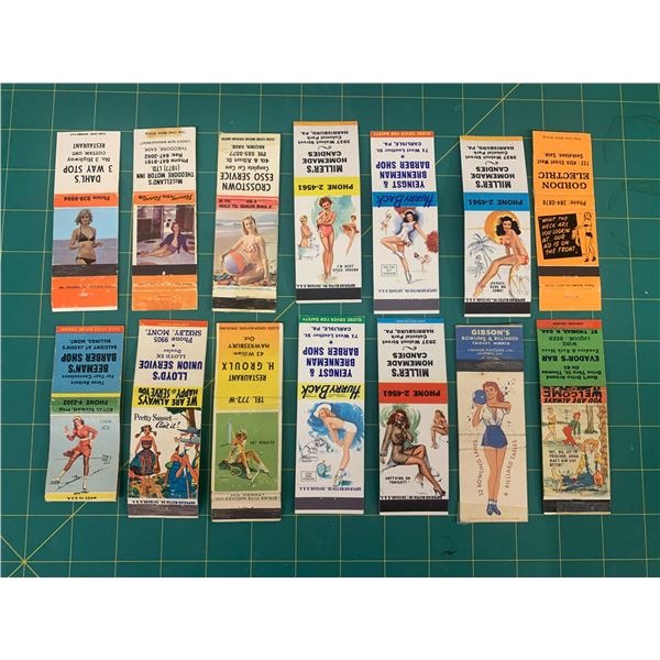 LOT OF VINTAGE PIN UP GIRL ADVERTISING MATCH BOOK COVERS