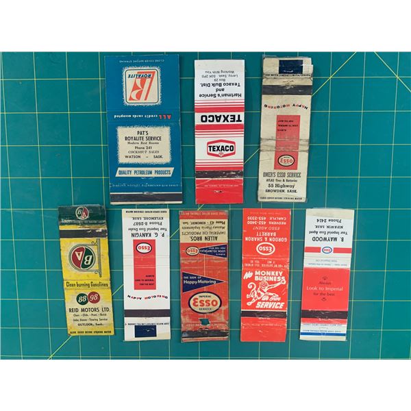 LOT OF VINTAGE GAS AND OIL ADVERTISING MATCH BOOK COVERS  ROYALITE TEXACO ESSO BA