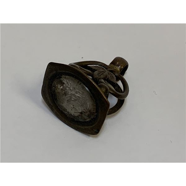 ANTIQUE POCKET WATCH FOB GLASS BUST WAX SEAL