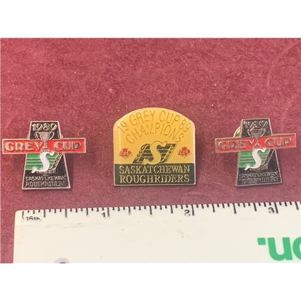 1989 SASKATCHEWAN ROUGHRIDERS GREY CUP CHAMPIONSHIP PINS