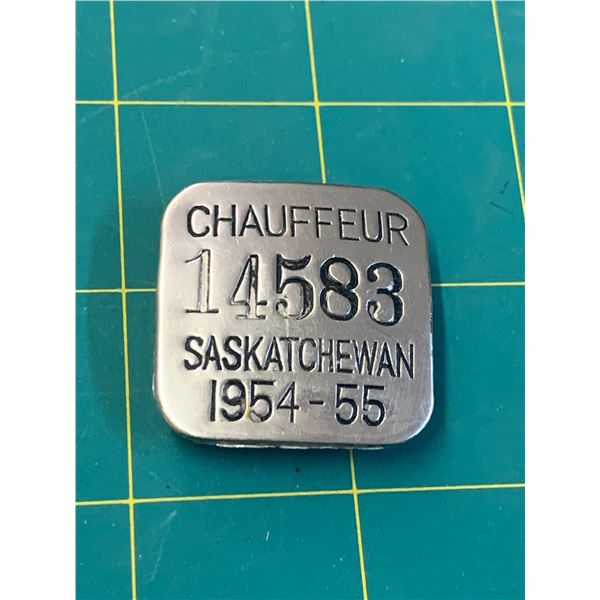 1954-55 SASKATCHEWAN CHAUFFEUR BADGE