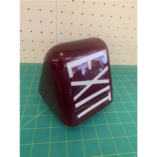 VINTAGE TRIANGLE RUBY RED EXIT SIGN LIGHT COVER 5"