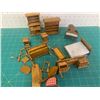 Image 1 : LOT OF HOME-MADE WOODEN DOLL FURNITURE SOME BROKEN