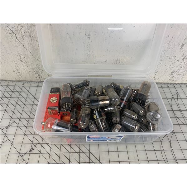 CONTAINER OF VINTAGE RADIO TUBES