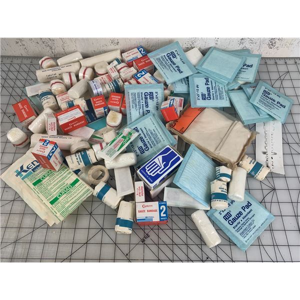 LOT OF VINTAGE FIRST AID RELATED MEDICAL PACKAGES ETC