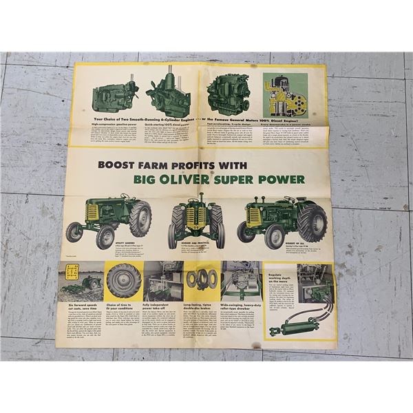 1957 OLIVER TRACTOR ADVERTISING FOLDOUT BROCHURE