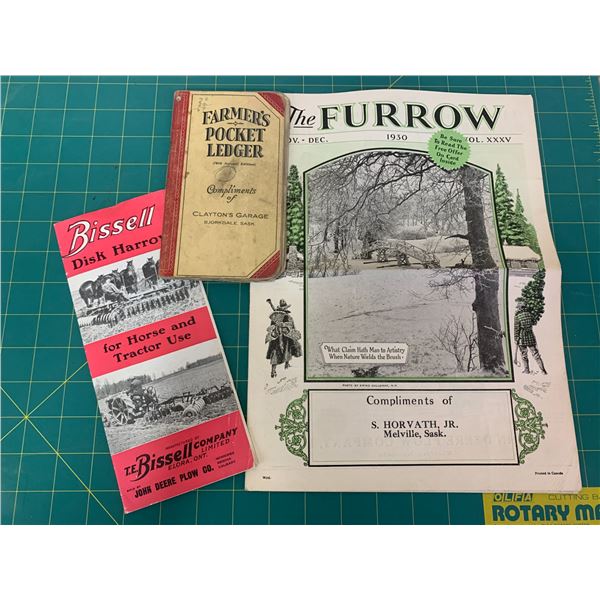 LOT OF OLD JOHN DEERE PAPER FURROW POCKET LEDGER BROCHURE