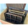 Image 2 : WOODEN CRATE WITH MILITARY BAG WICKER TRAYS ETC