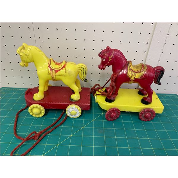 LOT OF 2 VINTAGE RELIABLE HORSE PULL TOYS