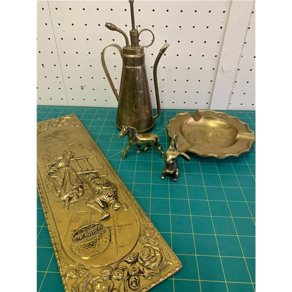 MISC BRASS LOT ASHTRAY RABBIT ETC