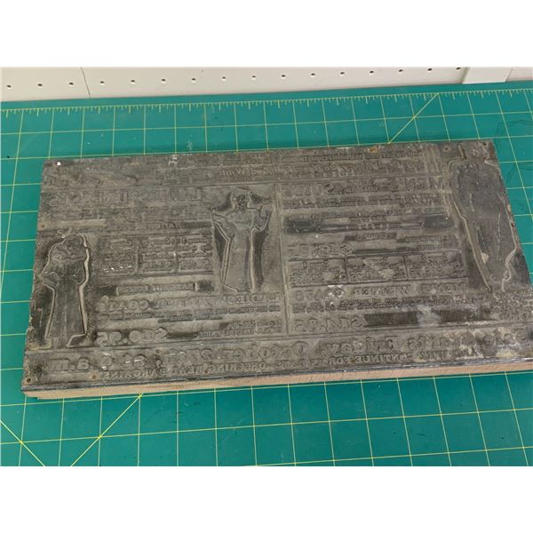 LARGE VINTAGE CLOTHING ADVERTISING PRINTING BLOCK