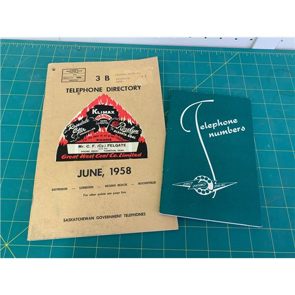 1958 SASKATCHEWAN GOVERNMENT TELEPHONE BOOK AND 1965 ADDRESS BOOK