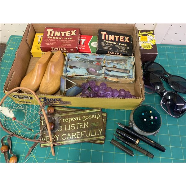 MISC LOT FOUNTAIN PENS PIN CUSHION DYES ETC