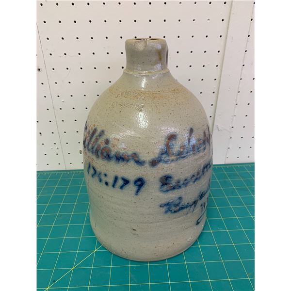 ANTIQUE  J. FISHER, LYON N.Y. CROCK JUG