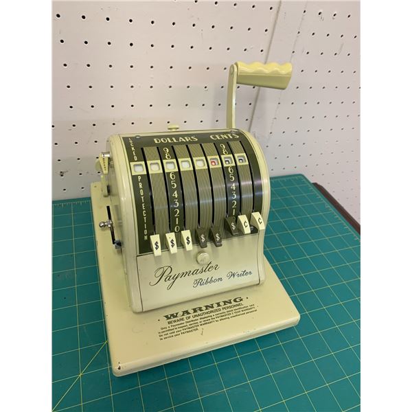 VINTAGE PAYMASTER RIBBON WRITER CHEQUE STAMP MACHINE - Schmalz Auctions