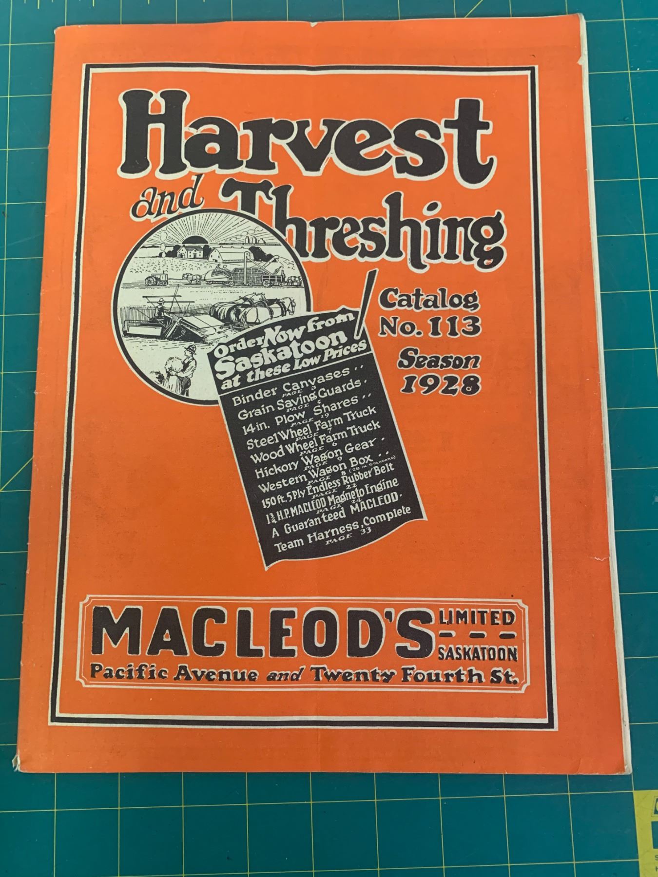 1928 MACLEODS HARVEST AND THRESHING CATALOG