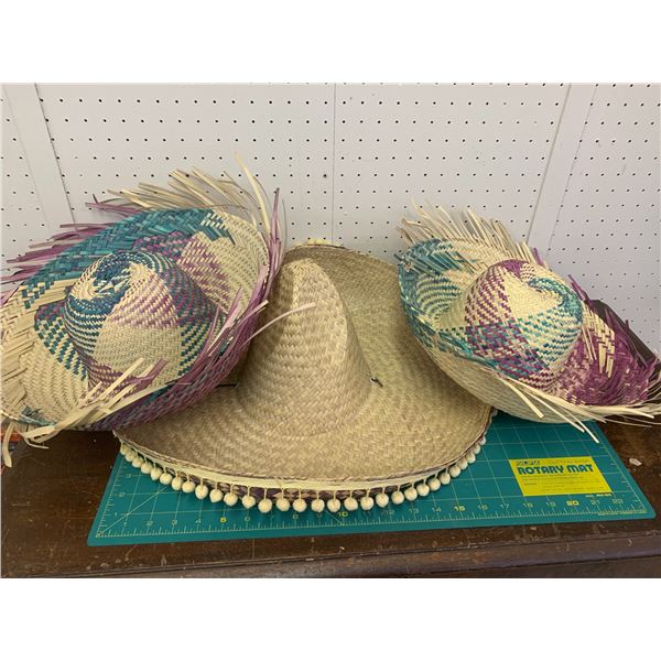 LOT OF STRAW SOMBRERO HATS