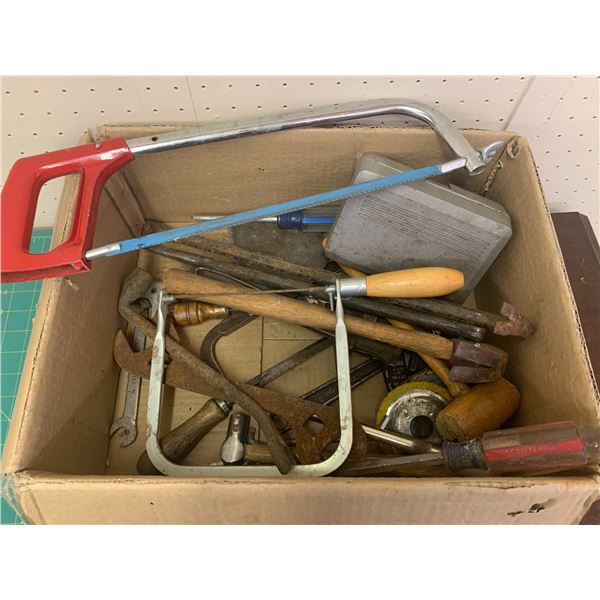 LOT OF VARIOUS TOOLS SAWS HAMMER ETC