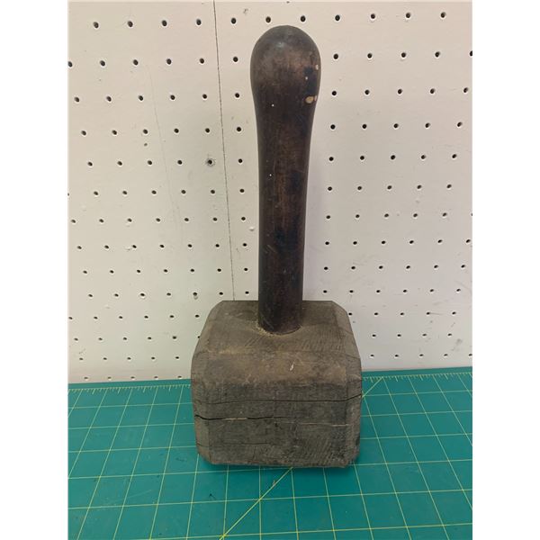 ANTIQUE WOODEN MALLET HAMMER TOOL