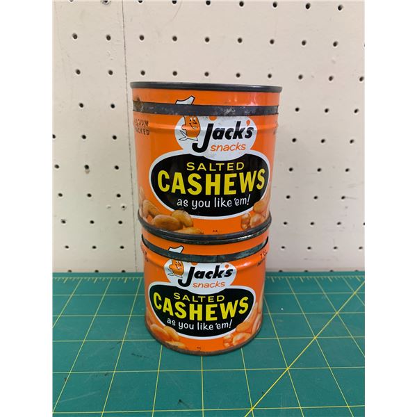 VINTAGE KEY WIND JACKS SNACKS CASHEW TIN CANS ONTARIO