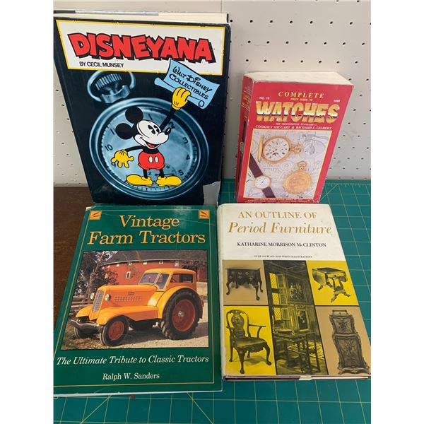 LOT OF COLLECTIBLE AND ANTIQUE REFERENCE BOOKS DISNEYANA FARM TRACTORS WATCHES ETC
