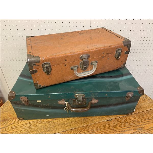 LOT OF 2 VINTAGE TIN SUITCASES