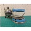 Image 1 : BLUE ENAMEL ANTIQUE COLEMAN GAS SAD IRON