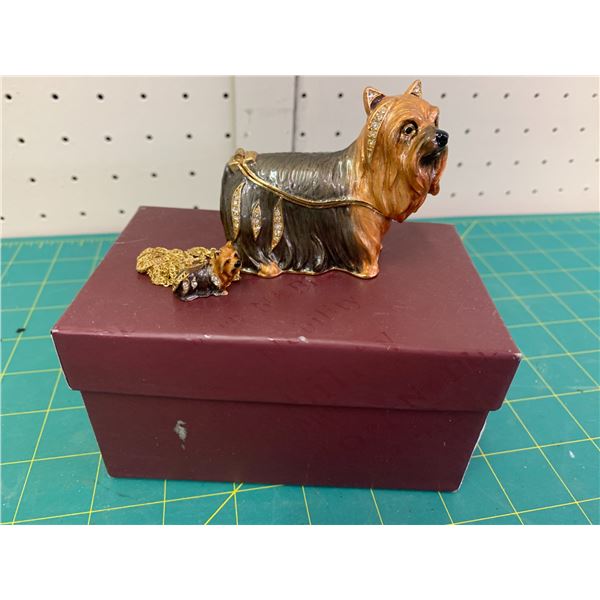 NOBILITY ENAMEL DOG TRINKET BOX AND MATCHING PENDANT