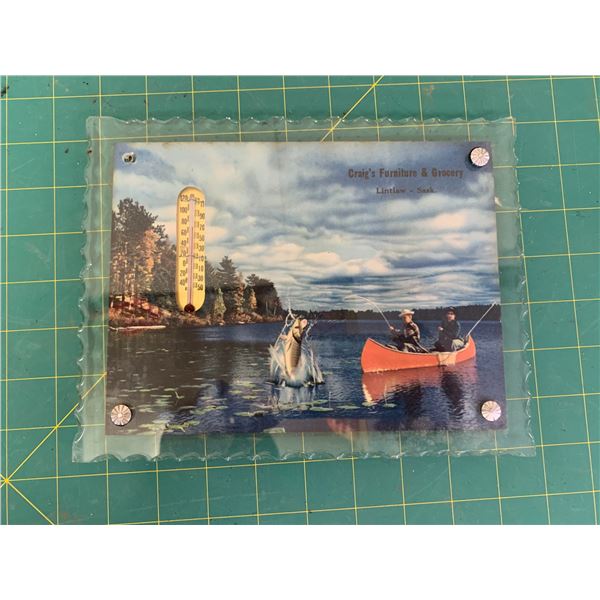 VINTAGE LINTLAW SASK ADVERTISING THERMOMETER