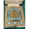Image 2 : ANTIQUE ENAMEL BELT BUCKLE AND BUTTONS BOXED SET