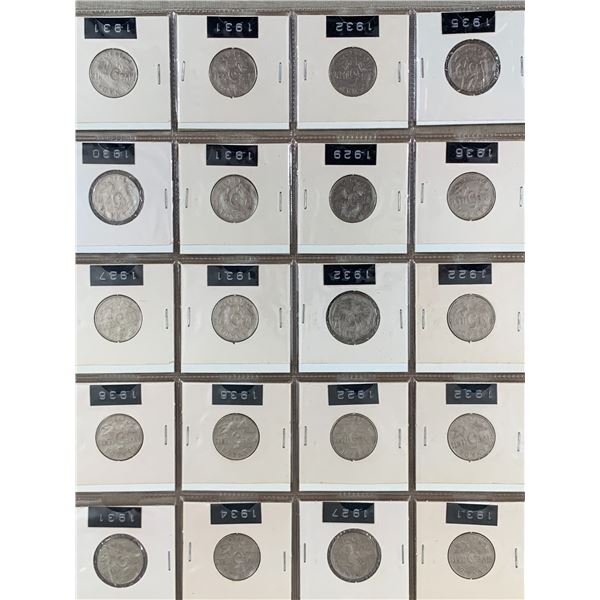 PAGE LOT OF 20 CANADIAN 5 CENT NICKELS