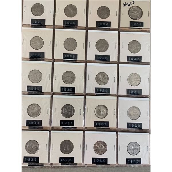 PAGE LOT OF 20 CANADIAN 5 CENT NICKELS