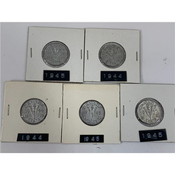 LOT OF CANADIAN NICKELS 1944 1945