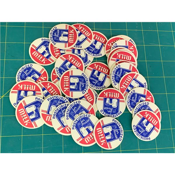 LOT OF PASTEURIZED UNUSED MILK BOTTLE CAPS