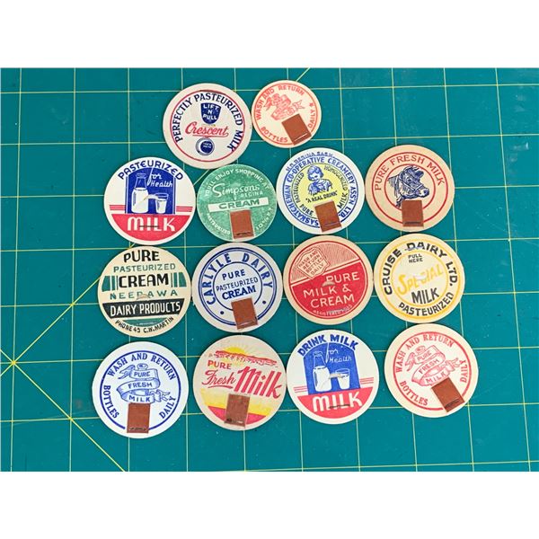 LOT OF DIFFERENT MILK BOTTLE CAPS