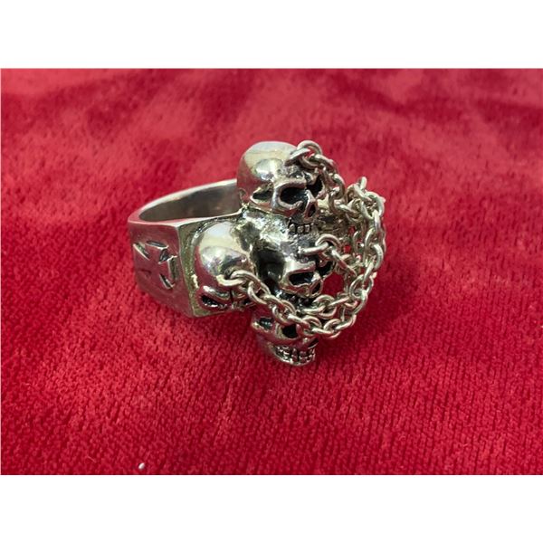 925 SILVER BIKER RING SIZE 11